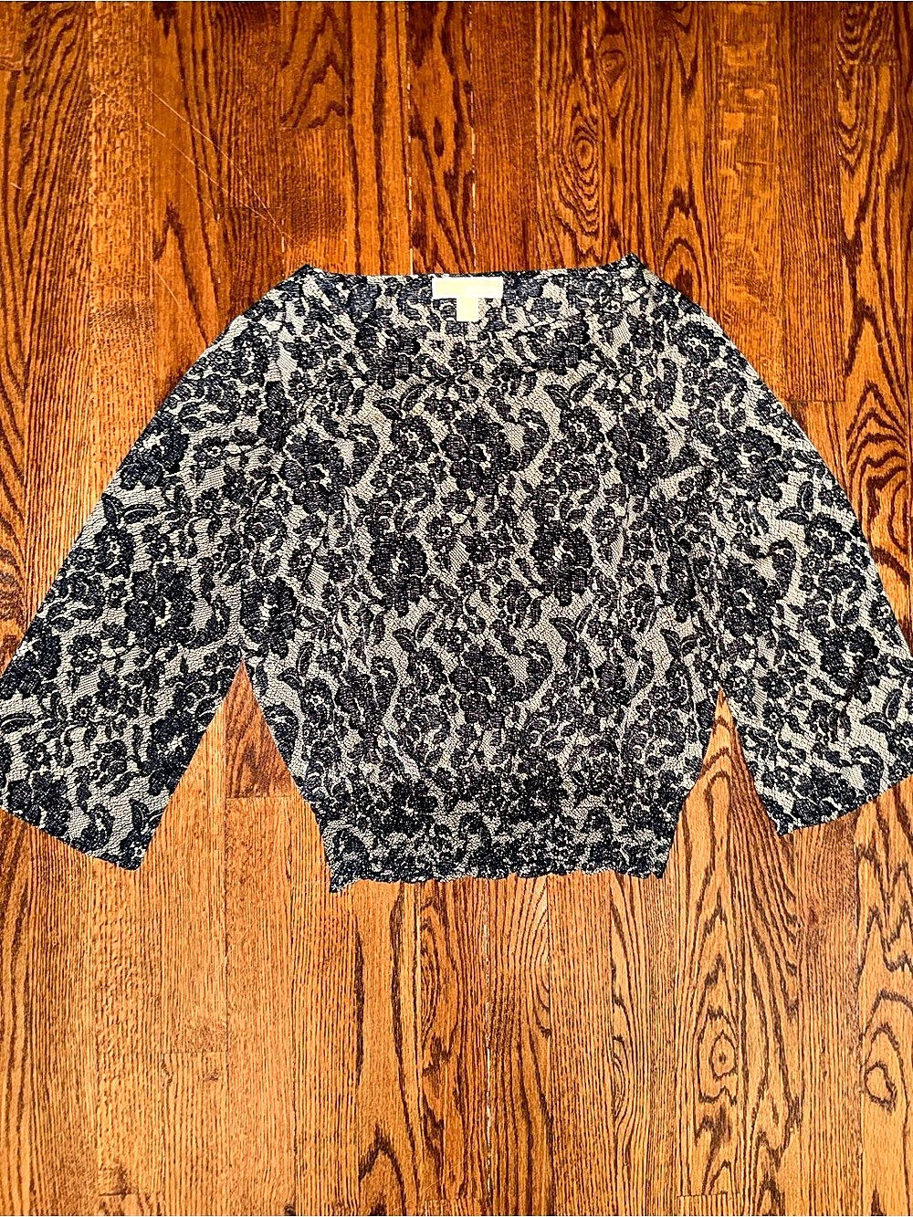 Michael Kors Floral Lace Long Sleeve Top Size Medium